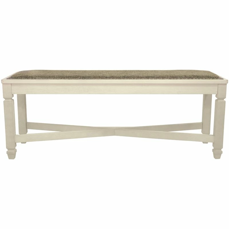 Hot Sale π Ashley Furniture Ashley Bolanburg Large Upholstered Dining Bench In White And Brown π 3 Hot Sale π Ashley Furniture Ashley Bolanburg Large Upholstered Dining Bench In White And Brown π - Image 3
