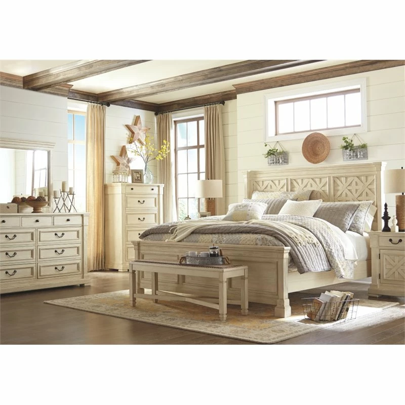 Hot Sale π Ashley Furniture Ashley Bolanburg Large Upholstered Dining Bench In White And Brown π 8 Hot Sale π Ashley Furniture Ashley Bolanburg Large Upholstered Dining Bench In White And Brown π - Image 8