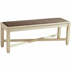 Hot Sale π Ashley Furniture Ashley Bolanburg Large Upholstered Dining Bench In White And Brown π