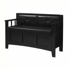Outlet 👍 Pemberly Row Padded Bench In Black Finish 🧨