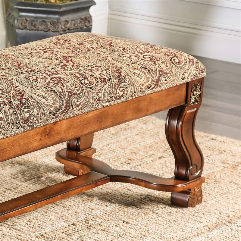 Wholesale π Furniture Of America Rabin Traditional Wood Padded Bench In Antique Oak β 4 Wholesale π Furniture Of America Rabin Traditional Wood Padded Bench In Antique Oak β - Image 4