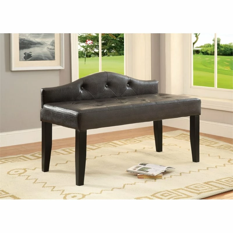 Outlet βοΈ Furniture Of America Olivia Fabric Tufted Short Bench In Brown 𧨠2 Outlet βοΈ Furniture Of America Olivia Fabric Tufted Short Bench In Brown 𧨠- Image 2