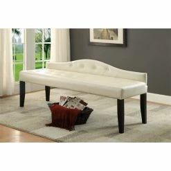 Top 10 🧨 Furniture Of America Olivia Faux Leather Tufted Long Bench In White 😍 -Bedroom Benches Store 1465634 2 L