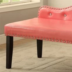 Cheapest 😍 Furniture Of America Dubose Contemporary Faux Leather Tufted Bench In Pink ⭐ -Bedroom Benches Store 1465652 2 L