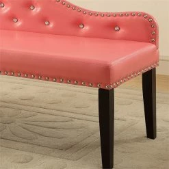 Cheapest 😍 Furniture Of America Dubose Contemporary Faux Leather Tufted Bench In Pink ⭐ -Bedroom Benches Store 1465652 6 L