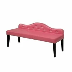 Cheapest 😍 Furniture Of America Dubose Contemporary Faux Leather Tufted Bench In Pink ⭐ -Bedroom Benches Store 1465652 L
