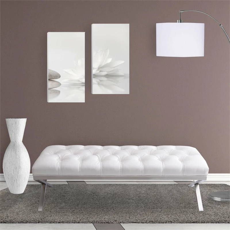 Outlet π Armen Living Milo Faux Leather Upholstered Bedroom Bench In White π₯° 2 Outlet π Armen Living Milo Faux Leather Upholstered Bedroom Bench In White π₯° - Image 2