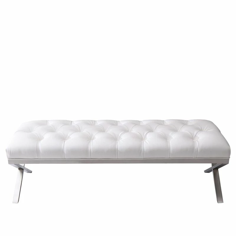 Outlet π Armen Living Milo Faux Leather Upholstered Bedroom Bench In White π₯° 3 Outlet π Armen Living Milo Faux Leather Upholstered Bedroom Bench In White π₯° - Image 3