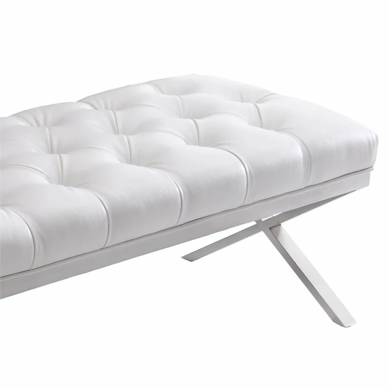 Outlet π Armen Living Milo Faux Leather Upholstered Bedroom Bench In White π₯° 5 Outlet π Armen Living Milo Faux Leather Upholstered Bedroom Bench In White π₯° - Image 5