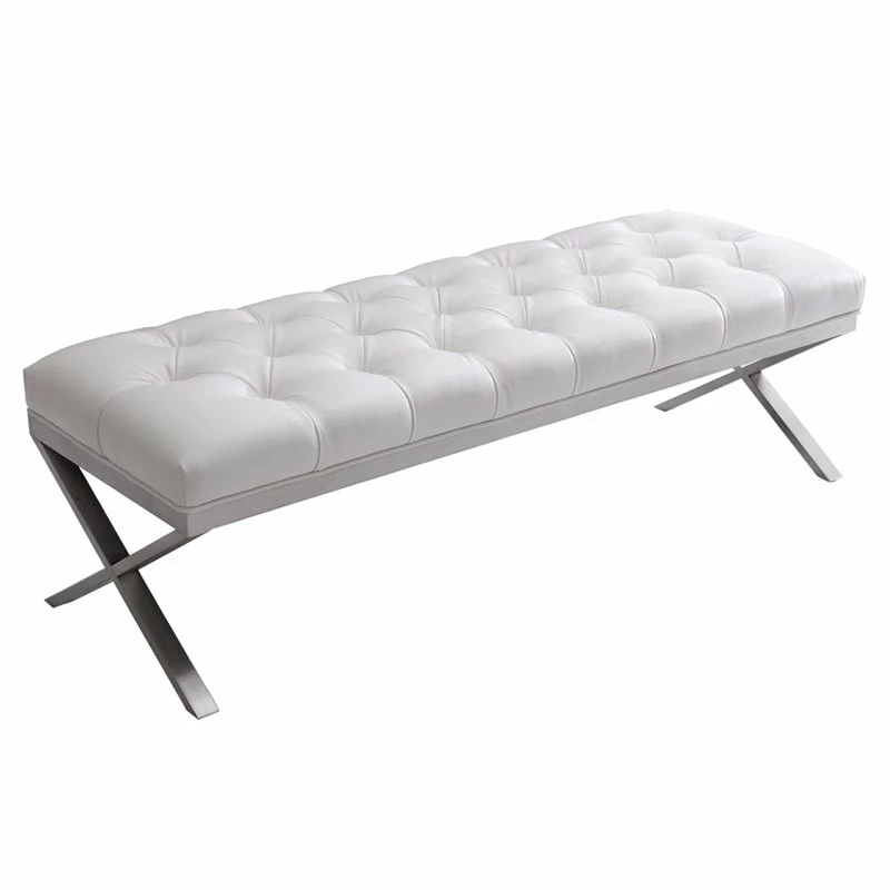 Outlet π Armen Living Milo Faux Leather Upholstered Bedroom Bench In White π₯° 1 Outlet π Armen Living Milo Faux Leather Upholstered Bedroom Bench In White π₯°
