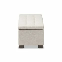Flash Sale ✨ Baxton Studio Roanoke Storage Bench In Beige 👍 -Bedroom Benches Store 1516382 4 L