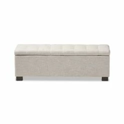 Flash Sale ✨ Baxton Studio Roanoke Storage Bench In Beige 👍 -Bedroom Benches Store 1516382 5 L