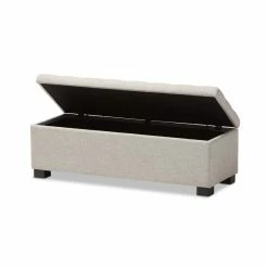 Flash Sale ✨ Baxton Studio Roanoke Storage Bench In Beige 👍 -Bedroom Benches Store 1516382 6 L