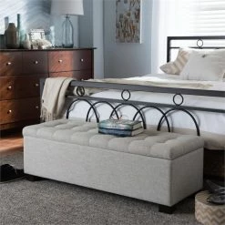 Flash Sale ✨ Baxton Studio Roanoke Storage Bench In Beige 👍 -Bedroom Benches Store 1516382 L