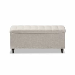 Hot Sale 😉 Baxton Studio Kaylee Storage Bench In Beige 😉 -Bedroom Benches Store 1516390 5 L