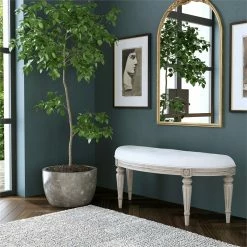 Hot Sale 😉 Butler Specialty Company Tamara Upholstered Demilune Bench - Driftwood Gray 😉 -Bedroom Benches Store 1543077 2 L