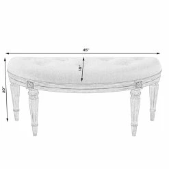Hot Sale 😉 Butler Specialty Company Tamara Upholstered Demilune Bench - Driftwood Gray 😉 -Bedroom Benches Store 1543077 3 L