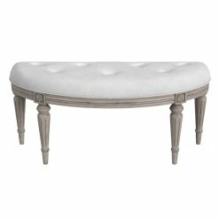 Hot Sale 😉 Butler Specialty Company Tamara Upholstered Demilune Bench - Driftwood Gray 😉