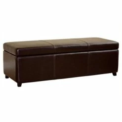 Promo 🥰 Bowery Hill Faux Leather Storage Bench Ottoman In Dark Brown 🔔