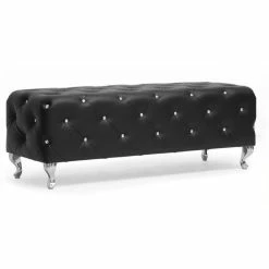 Outlet 🛒 Bowery Hill Faux Leather Tufted Bench In Black 😍