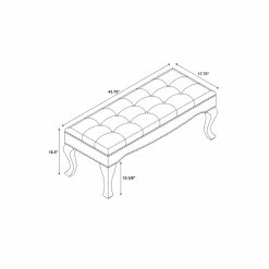 Outlet 🥰 Linon Loire Cabriolet Wood Upholstered Bench In Beige 🥰 -Bedroom Benches Store 1557433 3 L
