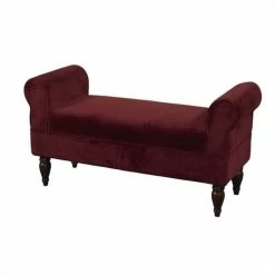 Coupon 😉 Bowery Hill Upholstered Berry Fabric Bedroom Bench In Dark Mahogany ❤️