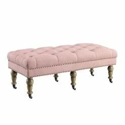 Best reviews of 🎁 Bowery Hill 50" Bedroom Bench In Pink And Distressed Gray 😍