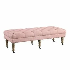 New 🛒 Bowery Hill 62" Bedroom Bench In Pink And Distressed Gray 🔥