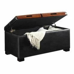 Outlet 🛒 Convenience Concepts Designs4Comfort Coffee Table Ottoman In Black Faux Leather ⌛