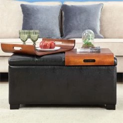 Outlet 🛒 Convenience Concepts Designs4Comfort Coffee Table Ottoman In Black Faux Leather ⌛ 6 Outlet 🛒 Convenience Concepts Designs4Comfort Coffee Table Ottoman In Black Faux Leather ⌛ -Bedroom Benches Store 1584198 3 L