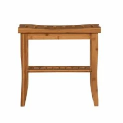 Best deal 💯 Linon Bracken Bamboo Bathroom Stool In Natural Brown ❤️ -Bedroom Benches Store 1598714 11 L