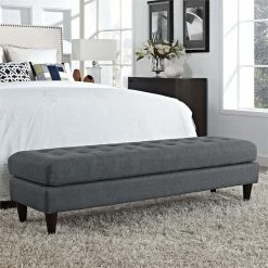 Buy ✨ Modway Empress Large Fabric Bench In Gray 🎉 -Bedroom Benches Store 1640667 4 L