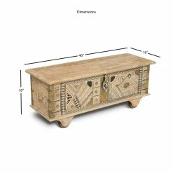Hot Sale 🤩 Steve Silver Company Amira Solid Wood Storage Trunk Coffee Table In White Lime Wash ❤️ -Bedroom Benches Store 1689014 2 L