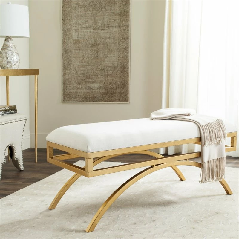 Wholesale π― Safavieh Moon Arc Faux Leather Bench In Light Beige And Gold 𧨠2 Wholesale π― Safavieh Moon Arc Faux Leather Bench In Light Beige And Gold 𧨠- Image 2