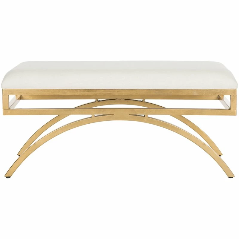 Wholesale π― Safavieh Moon Arc Faux Leather Bench In Light Beige And Gold 𧨠3 Wholesale π― Safavieh Moon Arc Faux Leather Bench In Light Beige And Gold 𧨠- Image 3