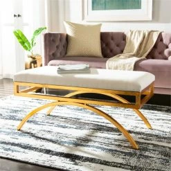 Wholesale π― Safavieh Moon Arc Faux Leather Bench In Light Beige And Gold 𧨠11 Wholesale π― Safavieh Moon Arc Faux Leather Bench In Light Beige And Gold 𧨠-Bedroom Benches Store 1693827 4 L
