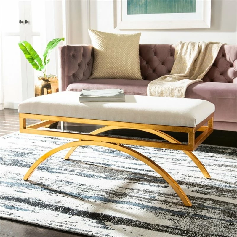 Wholesale π― Safavieh Moon Arc Faux Leather Bench In Light Beige And Gold 𧨠5 Wholesale π― Safavieh Moon Arc Faux Leather Bench In Light Beige And Gold 𧨠- Image 5