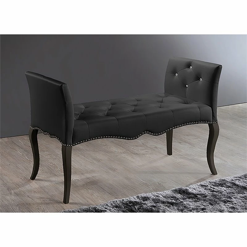 Cheapest π Baxton Studio Kristy Faux Leather Tufted Bench In Black And Wenge π 2 Cheapest π Baxton Studio Kristy Faux Leather Tufted Bench In Black And Wenge π - Image 2