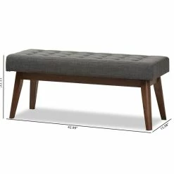 Coupon 🌟 Baxton Studio Elia Button Tufted Bedroom Bench In Dark Gray 😍 -Bedroom Benches Store 1715863 6 L