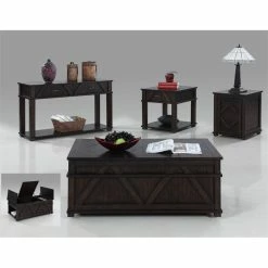 Discount 🎁 Progressive Furniture Foxcroft Wood Storage Coffee Table Trunk Dark Pine Brown 🥰 -Bedroom Benches Store 1730846 2 L