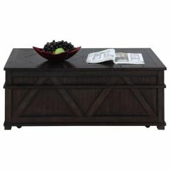 Discount π Progressive Furniture Foxcroft Wood Storage Coffee Table Trunk Dark Pine Brown π₯°