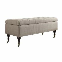 Cheap 👍 Elle Décor Elle Decor Collette Tufted Storage Bench In French Linen 👍 -Bedroom Benches Store 1766012 14 L