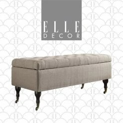 Cheap 👍 Elle Décor Elle Decor Collette Tufted Storage Bench In French Linen 👍