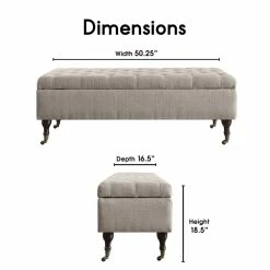 Cheap 👍 Elle Décor Elle Decor Collette Tufted Storage Bench In French Linen 👍 -Bedroom Benches Store 1766012 9 L