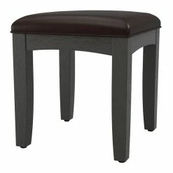 Discount 😀 Office Star Farmhouse Solid Wood Basics Bench For Vanity In Rustic Black K/D ⌛ -Bedroom Benches Store 1767919 2 L