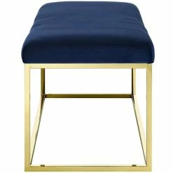 Hot Sale 🎉 Modway Anticipate Fabric Bedroom Bench In Gold And Navy 🛒 -Bedroom Benches Store 1769662 3 L