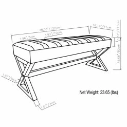 Budget 🎉 Simpli Home Salinger 48" W Rubberwood Ottoman Bench In Distressed Gray Taupe Faux Leather 🎁 -Bedroom Benches Store 1790439 4 L
