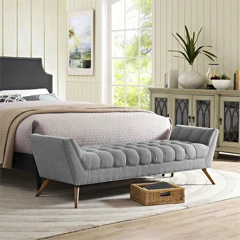 Outlet π Hawthorne Collections Fabric Bedroom Bench In Expectation Gray π 6 Outlet π Hawthorne Collections Fabric Bedroom Bench In Expectation Gray π - Image 6