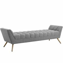 Outlet 😉 Hawthorne Collections Fabric Bedroom Bench In Expectation Gray 🎁