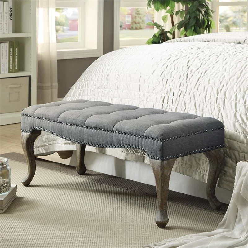 Best deal β Pemberly Row Cabriolet Linen Nailhead Bedroom Bench In Washed Gray π 2 Best deal β Pemberly Row Cabriolet Linen Nailhead Bedroom Bench In Washed Gray π - Image 2